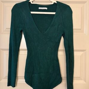 Abercrombie Green V-neck Sweater Bodysuit